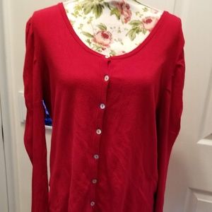 Red Cardigan Puffy Sleeves XL